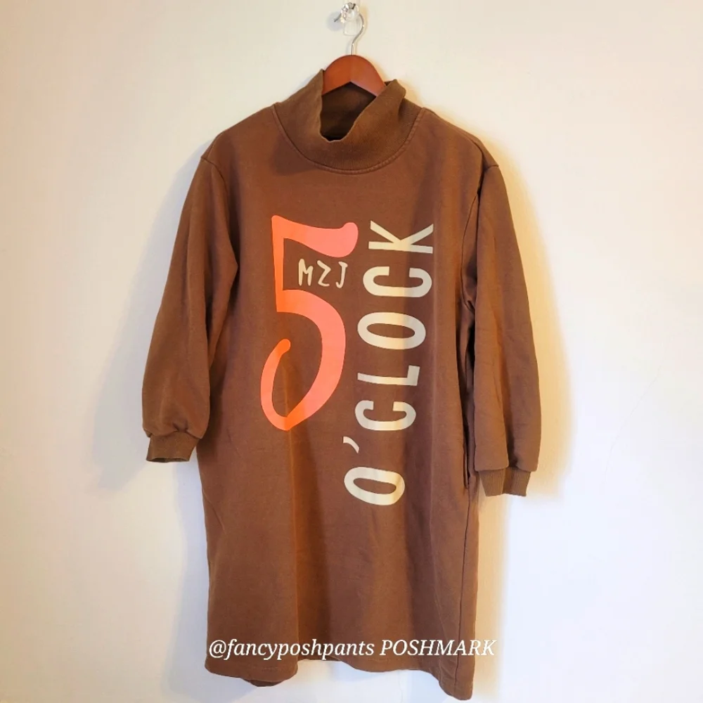 MZJ Paris Oversized unisex mock neck tunic top dress smock sweatshirt - Picture 3 of 12